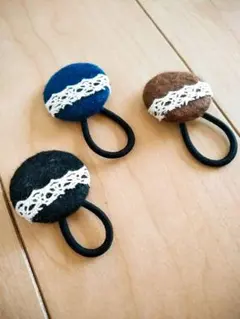 くるみボタン ヘアゴム レース