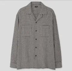 オーバーサイズフランネルオープンカラーシャツ　UNIQLO 千鳥格子