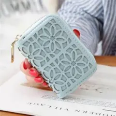 ⑤花柄 カードケース アコーディオン　大容量 グリーン