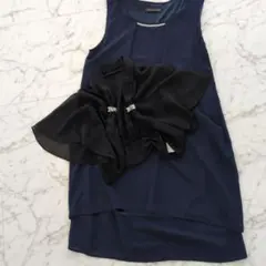 ネイビー パーティードレス＆ブラックショールセット