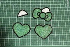 うちわデコパーツ 緑 グリーン 猫耳 ハート セット