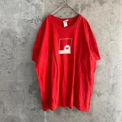 USA古着 ギルダン 両面プリント デザインTシャツ 半袖 レッド XLサイズ