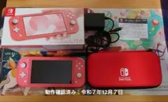 【動作確認済み】Nintendo Switch Lite 本体 コーラル、ケース