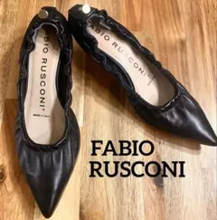 FABIO RUSCONI ポインテッドトゥ ギャザーパンプス ブラック　黒のサムネイル