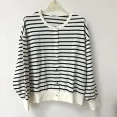 しまむら購入薄手トレーナー生地ストライプカーディガン　サイズM