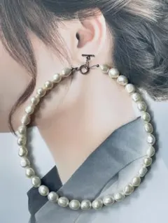 SV色バロックパールネックレス 真珠 トグルクラスプマンテルTバー