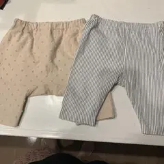 70cm ベージュとストライプのパンツ 2枚セット