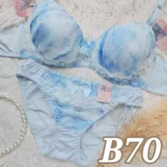 №1247【B70】プリティマーブルフリルブラジャー&フルバックショーツ