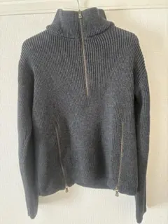 グレー ハイネック セーター ジッパー付き