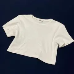 【HELK】BELLE クロップド丈 半袖Tシャツ ホワイト 肩パッド入りのサムネイル