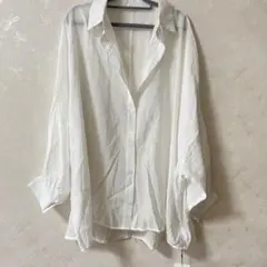 【新品タグ付き】GRLオーバーサイズ シアーシャツ ホワイト ボリューム袖