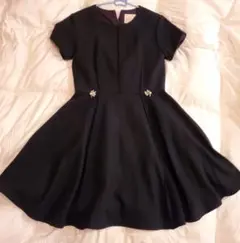 チェスティ　ネイビーひざ丈ビジュー付きワンピース