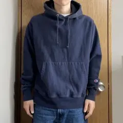 チャンピオン 目無し リバースウィーブパーカー reverse weave 青単