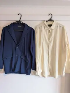 NANO UNIVERSE ナノユニバース ワッフルジャケット+シャツ２点セット