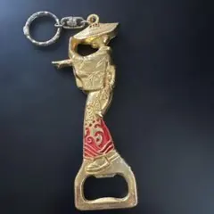 佐渡おけさ キーホルダー 観光地土産 レトロ　キーホルダー栓抜き