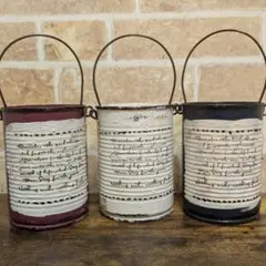 リメ缶　3個セット　サーモンピンク＆ホワイト＆ディープブルー　高さ10.4㌢