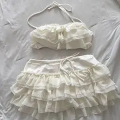 【PEAK&PINE】フリルビキニ ホワイト セパレート水着のサムネイル
