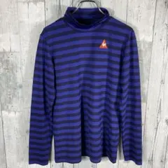le coqsportifタートルネックシャツ 紫と黒のストライプレディースＬ