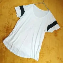 FRAMeWORK (S〜M) 半袖Tシャツ 袖ストライプ クルーネック 白のサムネイル