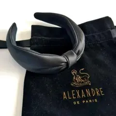 ALEXANDRE DE PARIS ブラックサテンヘアバンド*