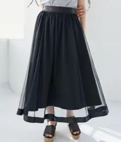 マジェスティックレゴン　パイピングチュールスカート　黒