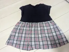 無印　ネイビー半袖ワンピース 100cm チェック柄