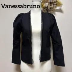 ◆u-094◆ Vanessabruno ジャケット 黒 綿 シルク レースのサムネイル