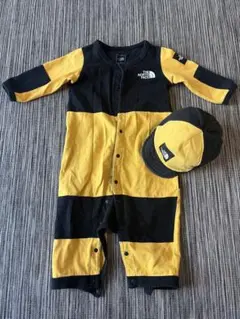 THE NORTH FACE ロンパース 80cm 黒/黄色　キャップ付