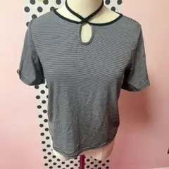 forksy. フォルクシー　ミジンボーダーパイピングリボンTシャツ　Fサイズのサムネイル
