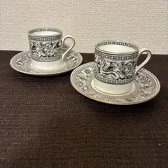 ウェッジウッド　フロレンティーン　ブラック　デミタス　コーヒー　カップ&ソーサー