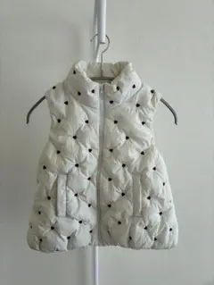 バースデイ ハート刺繍 ホワイト ダウンベスト120