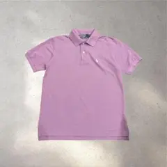 90s vintage ポロラルフローレン ポロシャツ 紫 M 刺繍ロゴ 古着