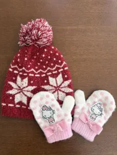 サンリオ　キッズのびのびミトン キティ 手袋 無印良品　ニット帽　子供