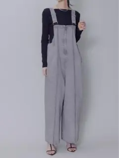 フロントジップ デニム サロペット