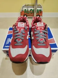 New Balance 574 レッド/グレー スニーカー