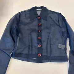 美品　ナラカミーチェ シルク　シアーシャツ ネイビー
