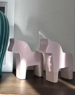 イケアIKEAピンク陶器ダーラナホース2個セット☆北欧スウェーデン午年馬幸せ幸福のサムネイル