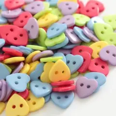 カラフルフラワーボタンセット　ハート　1パック