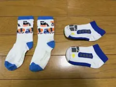 ベビー靴下 車と電車柄 2足セット 4Y 5Y ロング ショート 乗り物 車柄