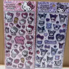 ハローキティ、クロミ　キャンディグリッターステッカー　2種類セット