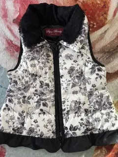 スーパービューティー super beauty 42 花柄 ダウンベスト 白✖️黒