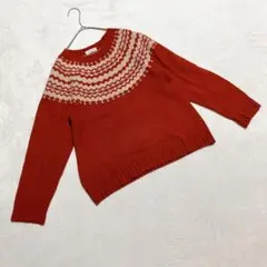 Samantha Mos2 ＊ 北歐圖騰圓領針織衫 上衣 長袖 磚紅色 L