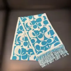 コーチ　シグネチャー柄　フリンジ付きマフラー