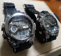 メンズ　スポーツウォッチ　ダイバー　防水　クロノグラフ　発光 　２個セット♪