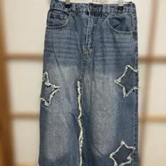 ダメージデニムロングスカート y2k 韓国