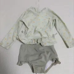 ミントグリーン 花柄 ラッシュガード 水着 90cm