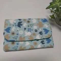 北欧柄　鳥　マルチケース　通帳　母子手帳　お薬手帳　ポケットたくさん　カード入れ