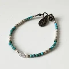 【早い者勝ち／お値下げ済み】 ターコイズとホワイトビーズのブレスレット