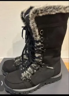 SKECHERS ロングブーツ ブラック ファー付きのサムネイル