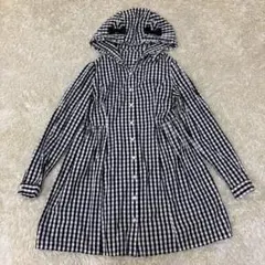 To Alice チェック　猫耳　フリルフード　パールボタン　ワンピース　S
